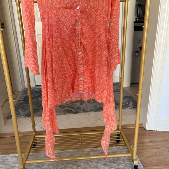 Never worn- Free People button up dress with ties/fabric detail on skirt. - Picture 4 of 4